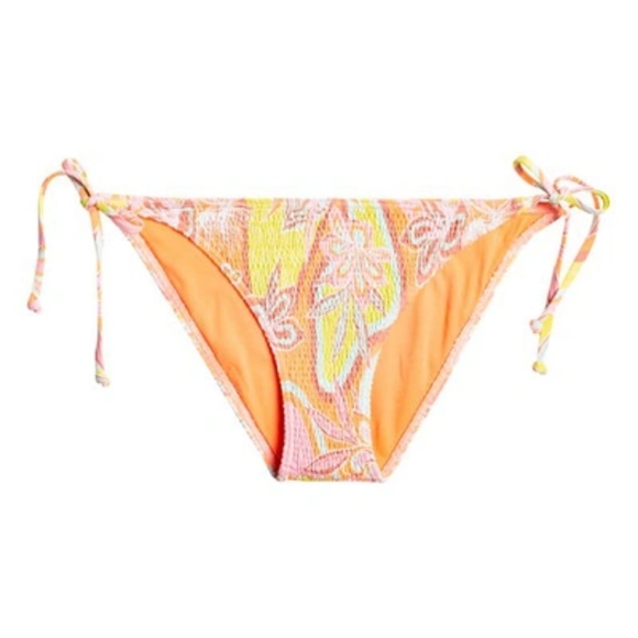Roxy Other - NWT ROXY Floradelic Smocked Side Tie Bikini Bottoms In Mock Orange Delic Size XL